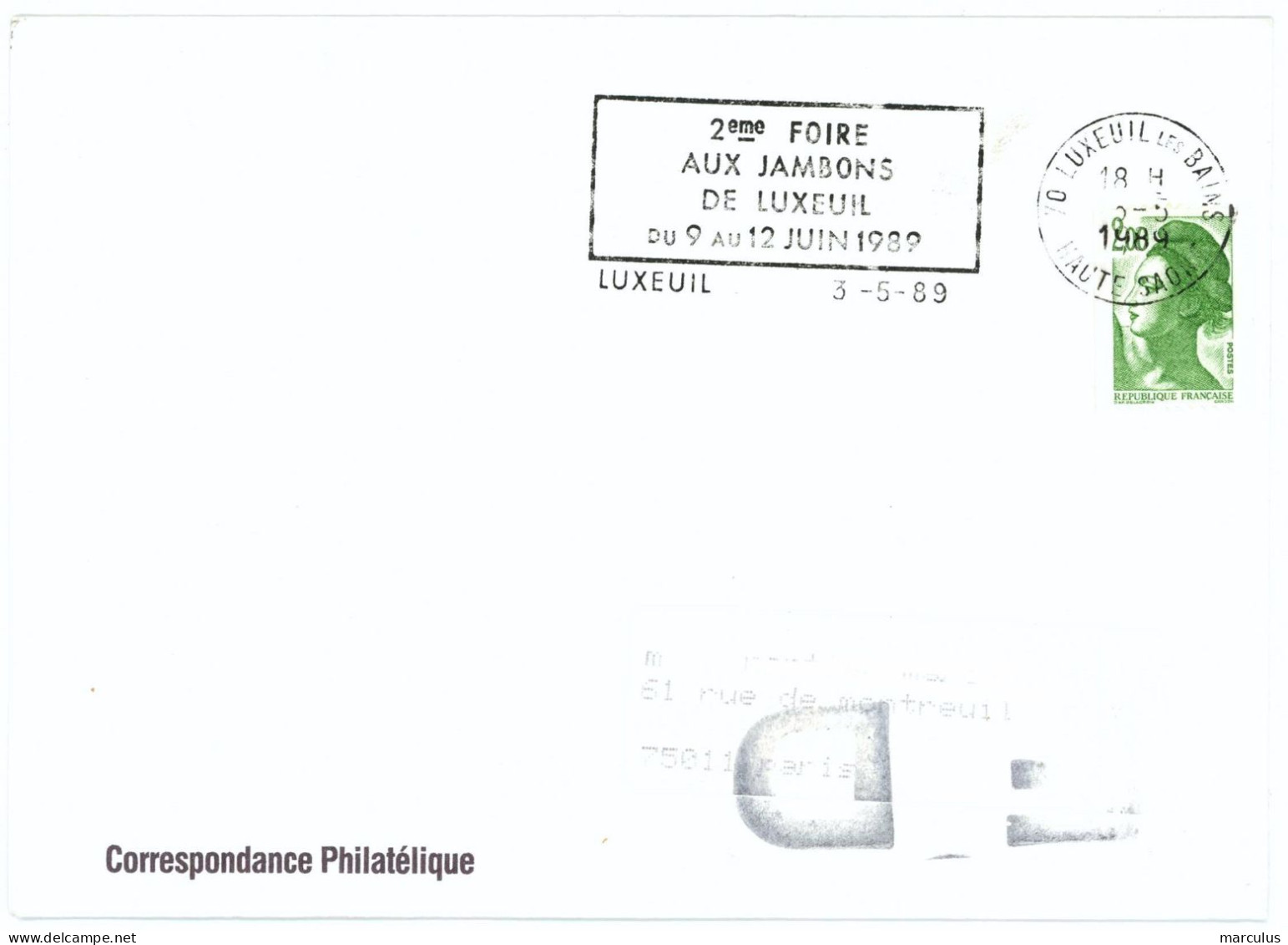 70 LUXEUIL Les BAINS HAUTE SAONE 1989 : 2eme FOIRE AUX JAMBONS ... - Mechanical Postmarks (Advertisement)
