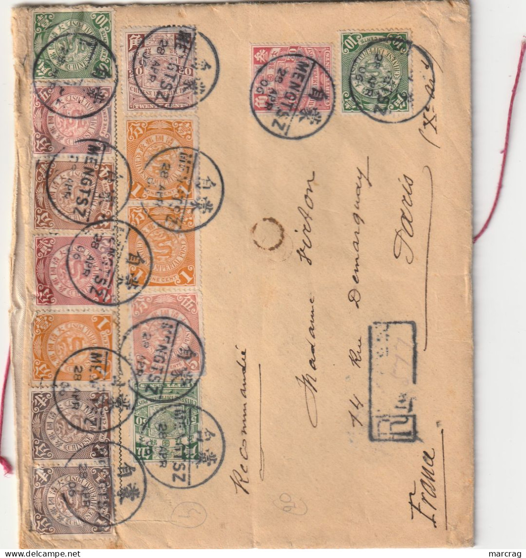 SUPERBE LETTRE DE 1906 MONGTZE POUR PARIS - Briefe U. Dokumente