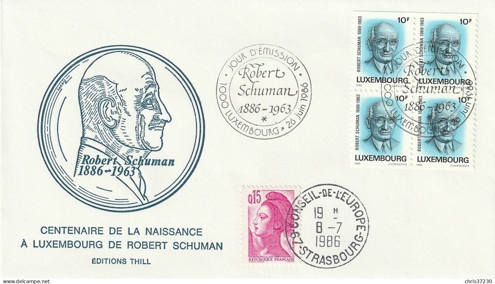 BCT - Enveloppe Centenaire Naissance Robert Schuman - 1986 - Stamped Stationery
