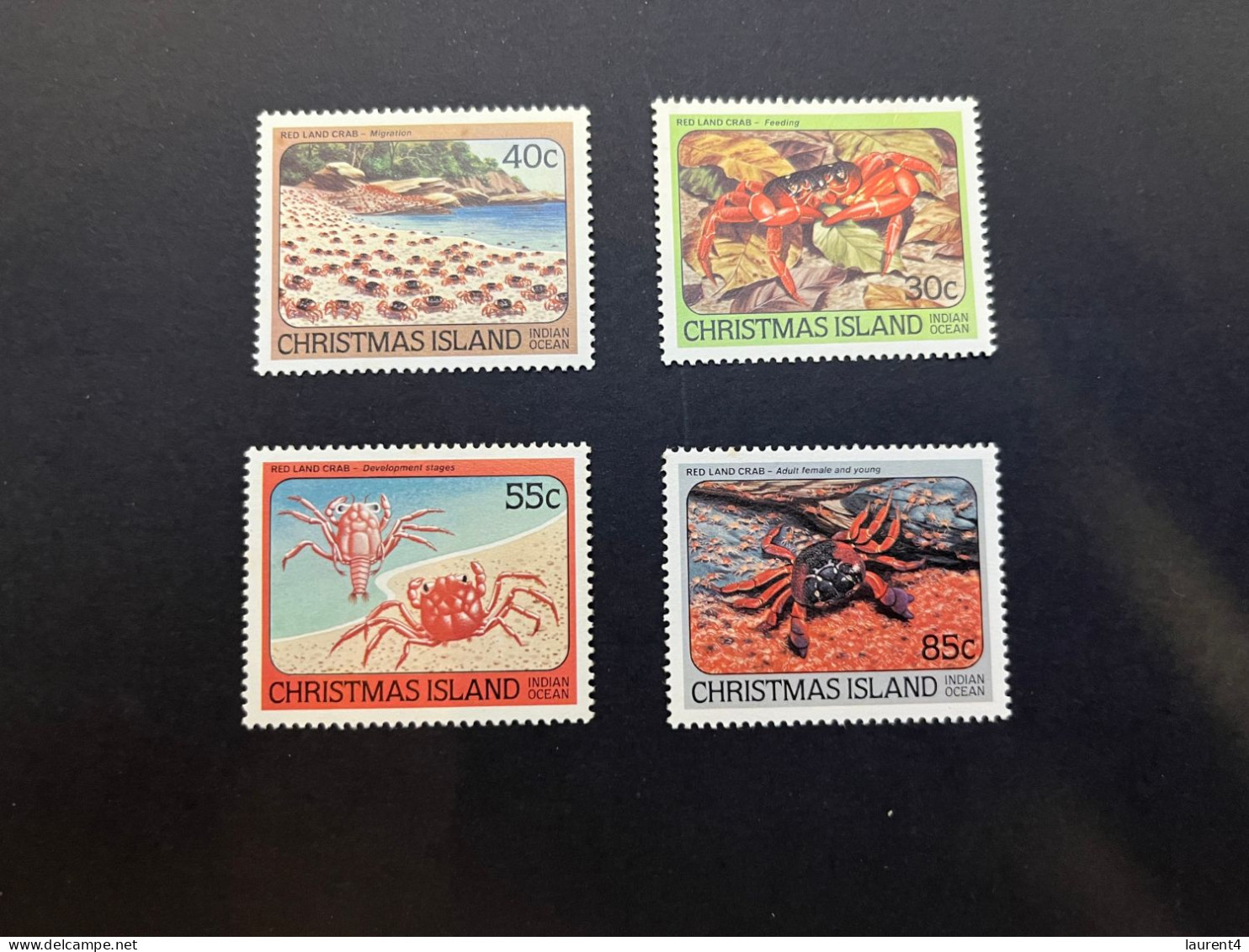 11-5-2024 (stamp)  4 Crabes / Red Crabs - Christmas Island (4 Values) - Schaaldieren