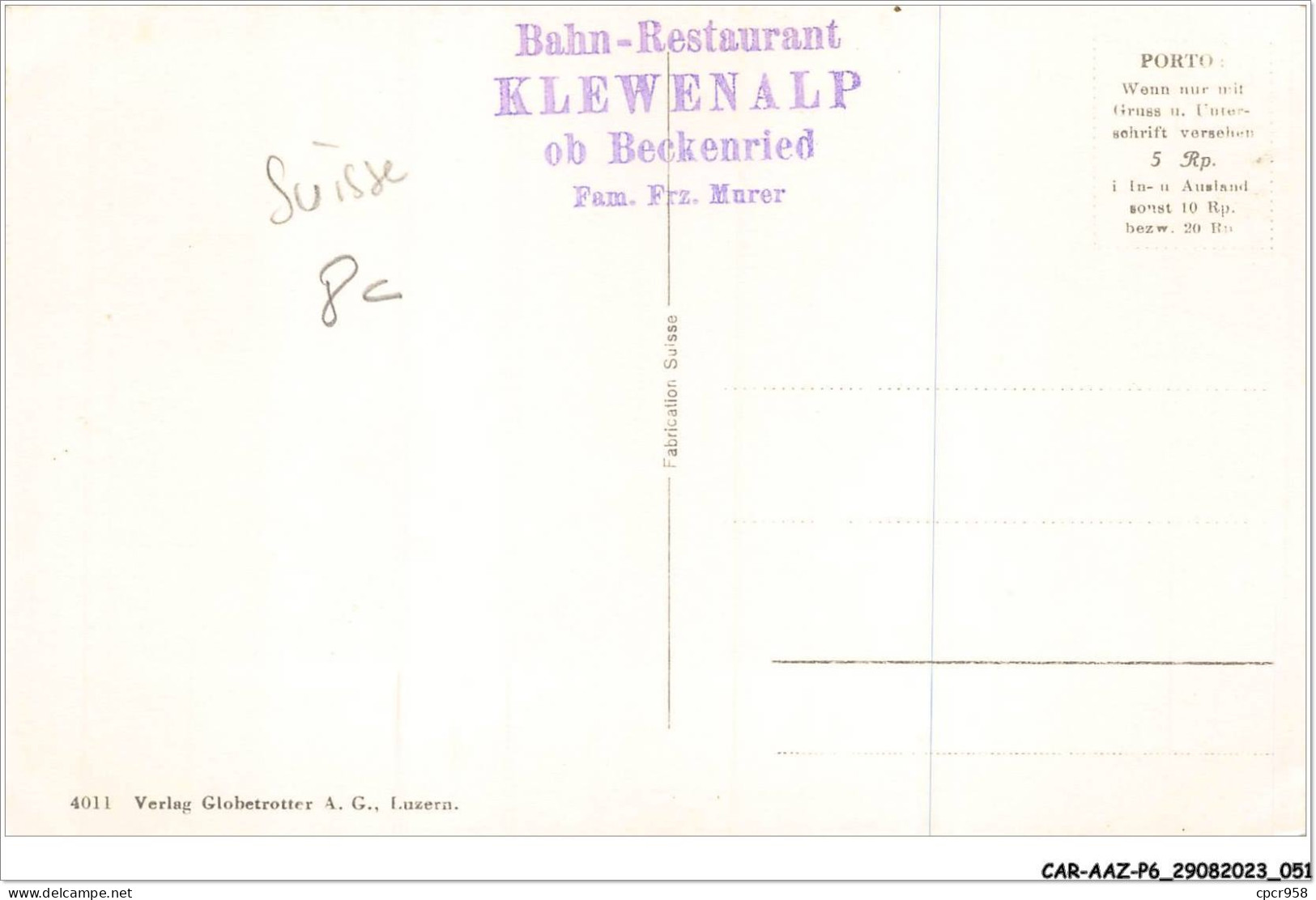 CAR-AAZP6-0432 - SUISSE - Schwebebahn Beckenried - Klewenalp  - Altri & Non Classificati