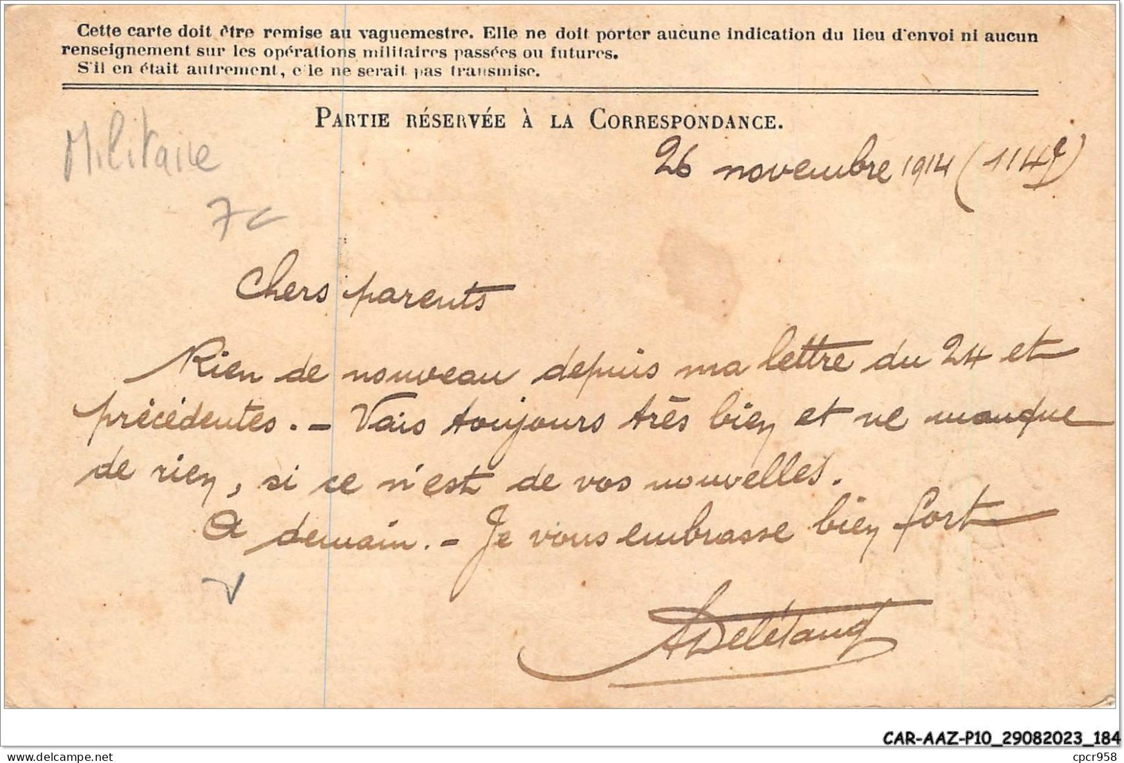 CAR-AAZP10-0811 - MILITAIRE - Correspondance Des Armées De La République  - Other & Unclassified