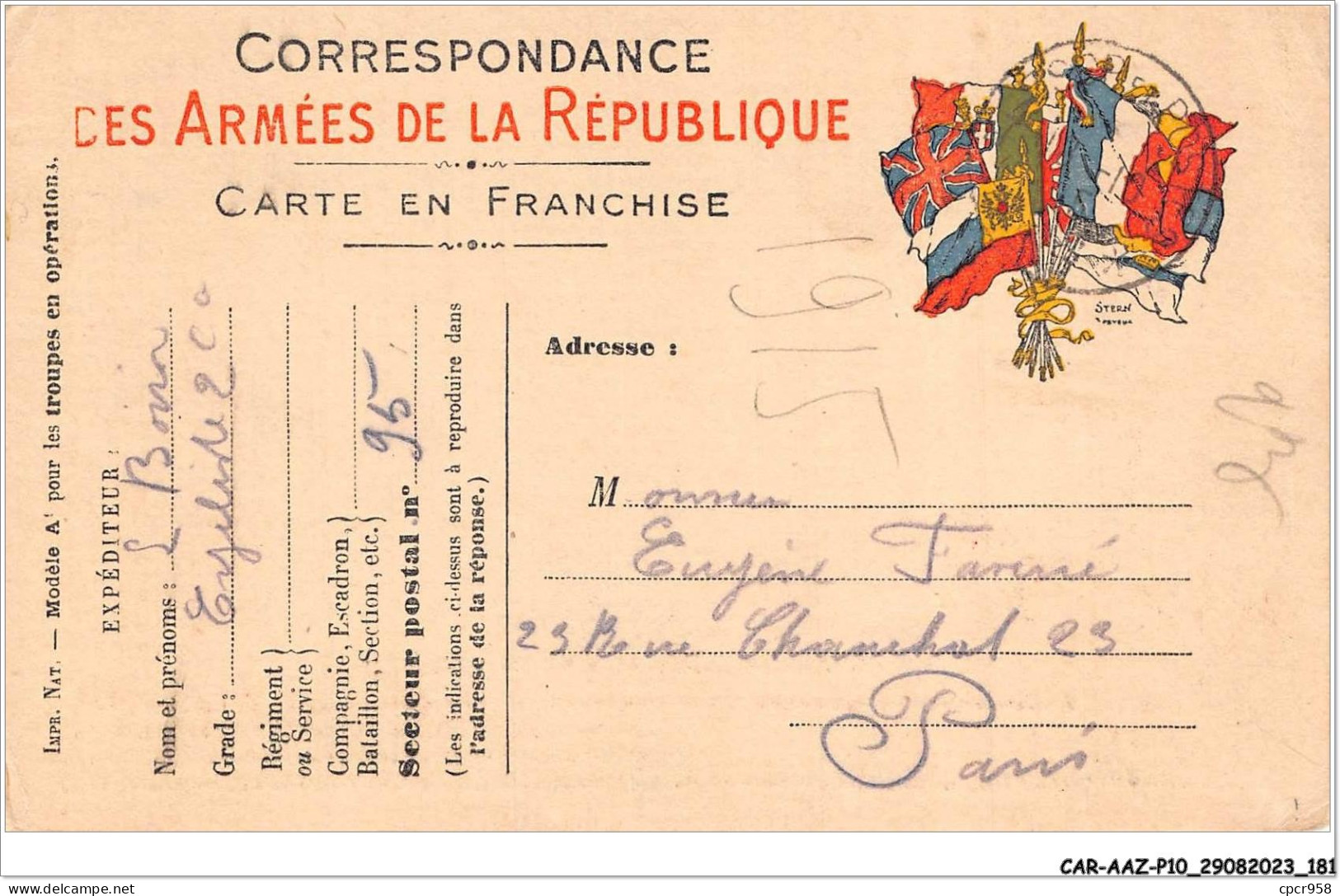 CAR-AAZP10-0810 - MILITAIRE - Correspondance Des Armées De La République 1915 - Autres & Non Classés