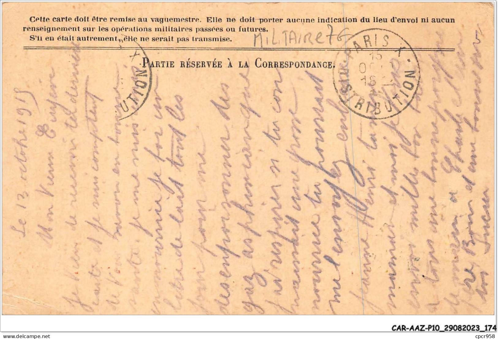 CAR-AAZP10-0806 - MILITAIRE - Correspondance Des Armées De La République  - Other & Unclassified
