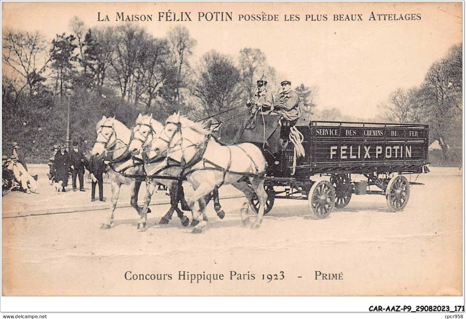 CAR-AAZP9-0715 - PUBLICITE - La Maison Félix Potin - Concours Hippique Paris 1923 - Vendu En L'état  - Werbepostkarten