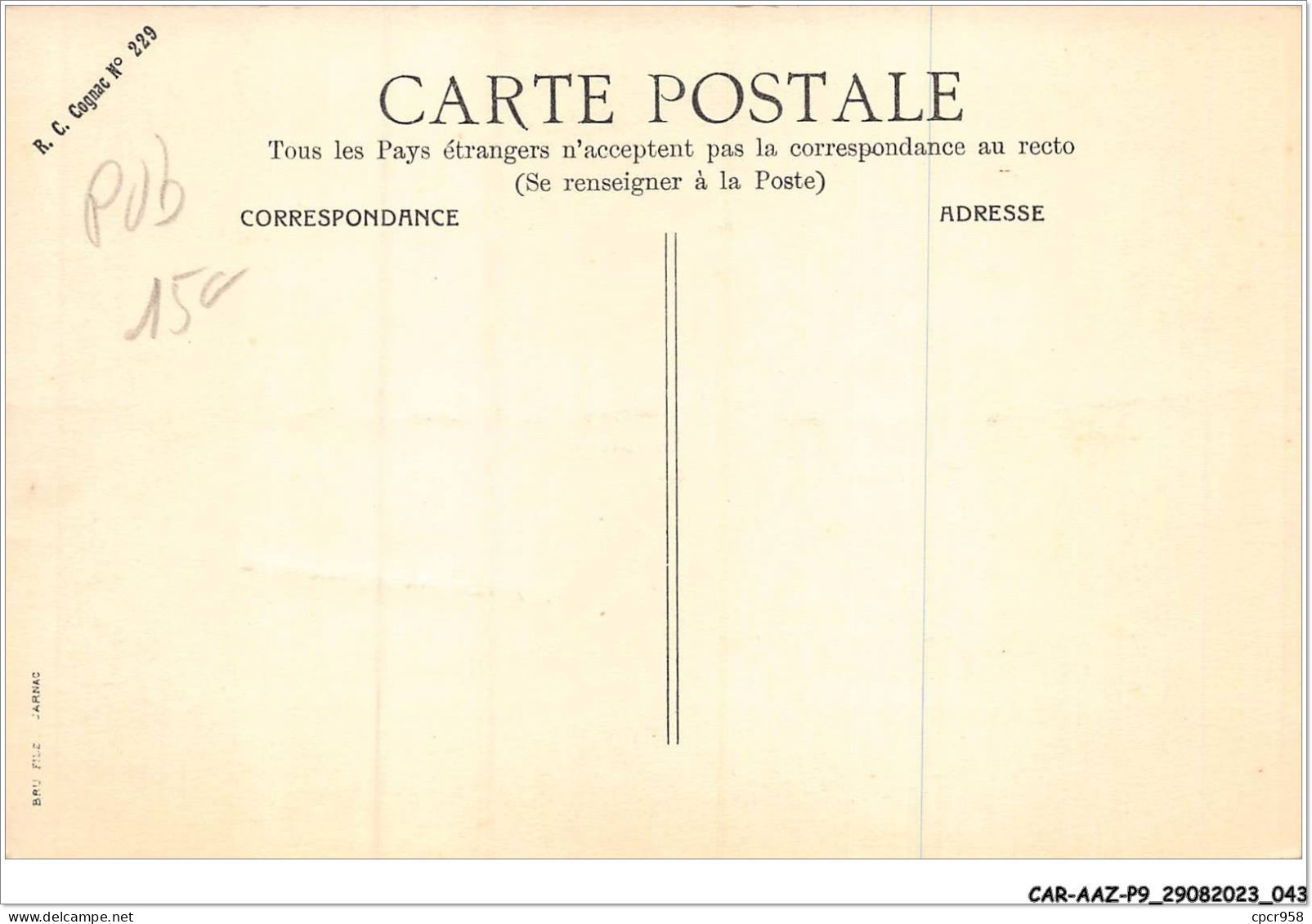 CAR-AAZP9-0650 - PUBLICITE - Cognac Bisquit - Werbepostkarten