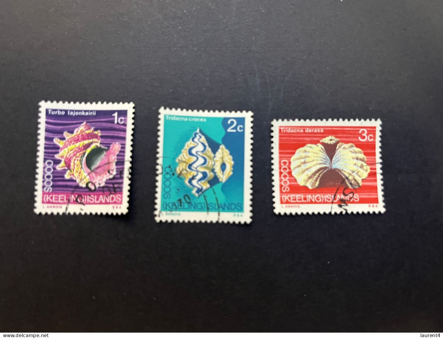 11-5-2024 (stamp)  3 Shell / Seashell - Coquillage - Cocos (Keeling) Islands (3 Values) - Crustaceans