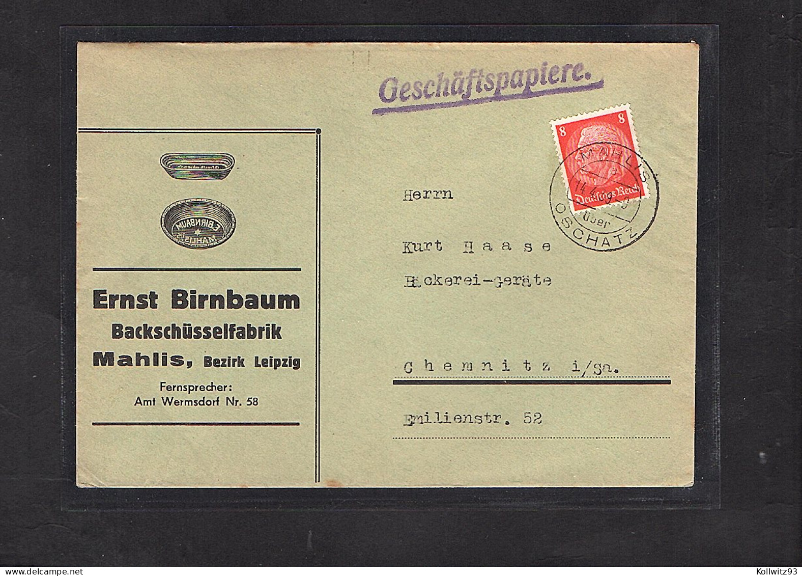 DR. Reklame-Brief, Backschüsselfabrik, E. Birnbaum, Leipzig. - Other & Unclassified