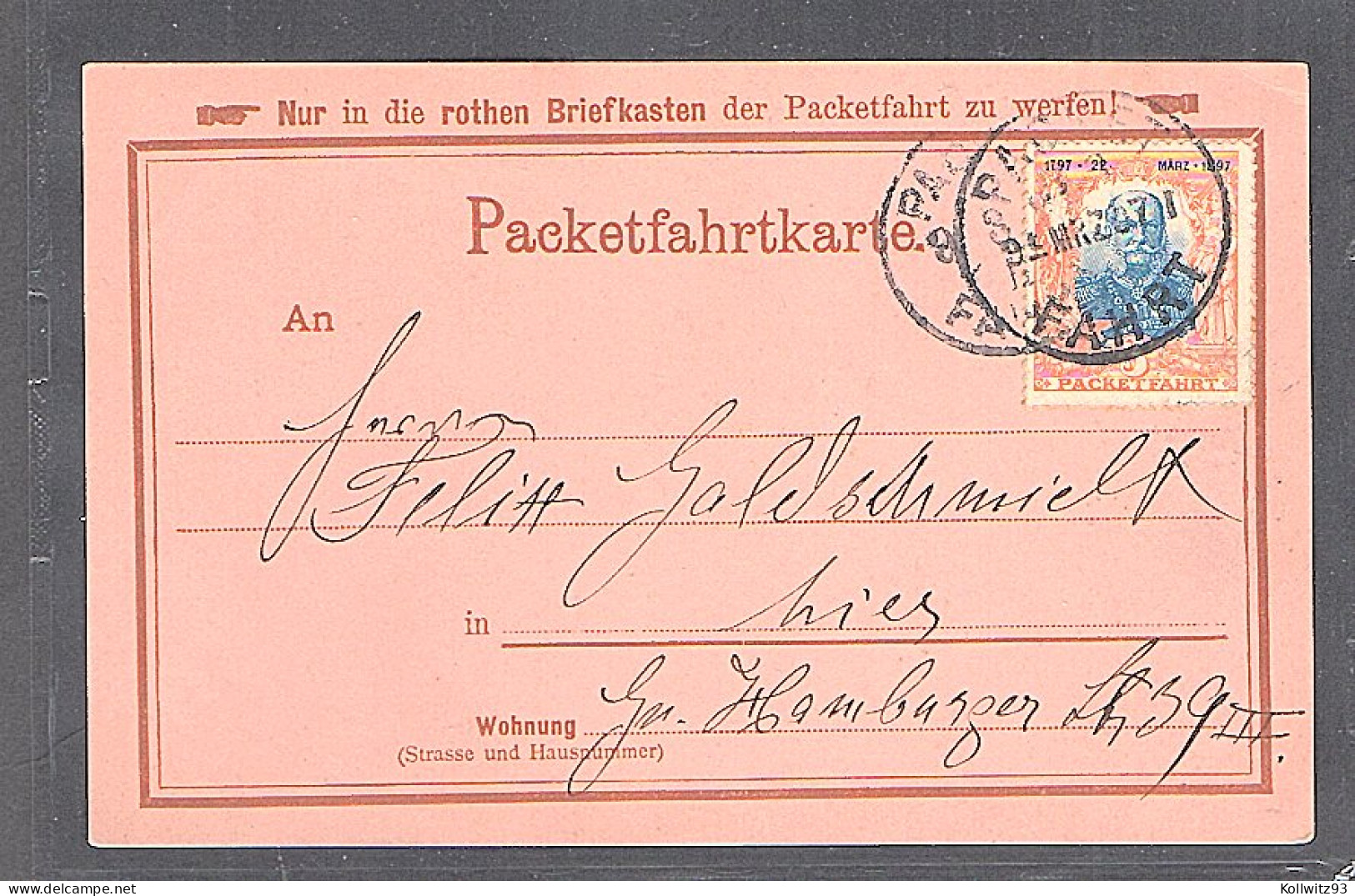 Privatpost Paketfahrtkarte Mit EF, Mi.-Nr. 74 - Private & Lokale Post