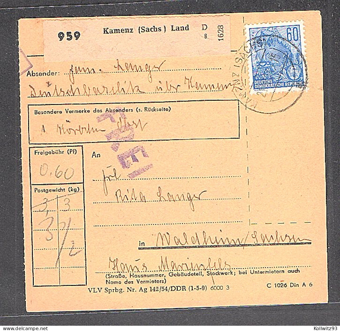 DDR. EF. Mi.-Nr. 420 Auf Paketkarte - Other & Unclassified