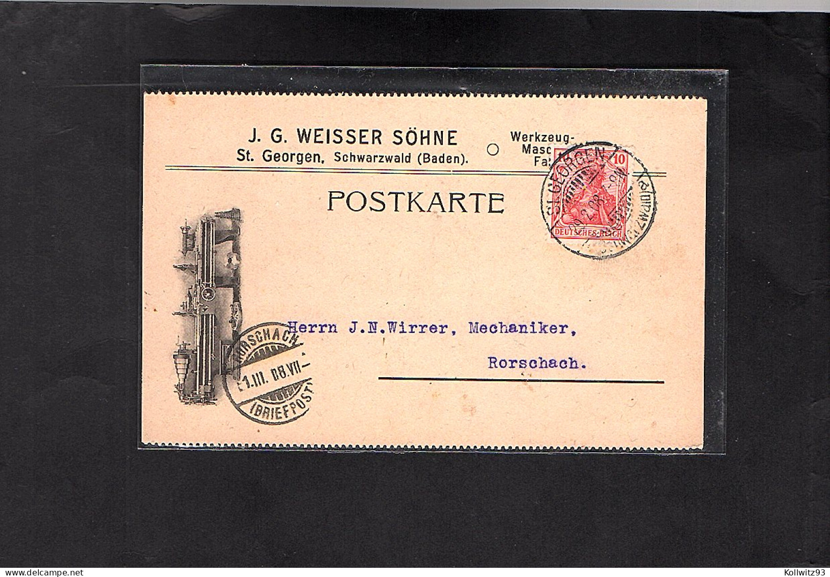 DR. Reklame-Karte, Werkzeug-Maschinen-Fabrik, J.G. Weisser, St. Georgen. - Sonstige & Ohne Zuordnung