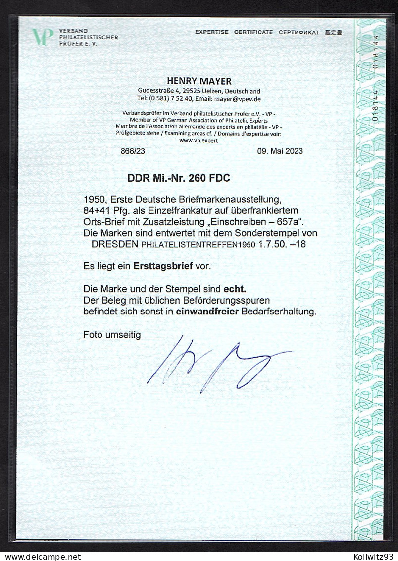 DDR. FDC Mi.-Nr. 260 FA.Mayer - Covers & Documents