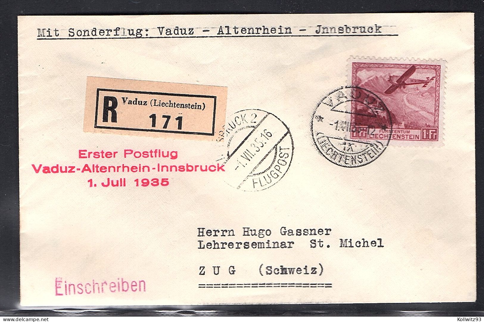 Liechtenstein, Luftpostbrief Mit EF.  Mi.-Nr. 113 - Other & Unclassified