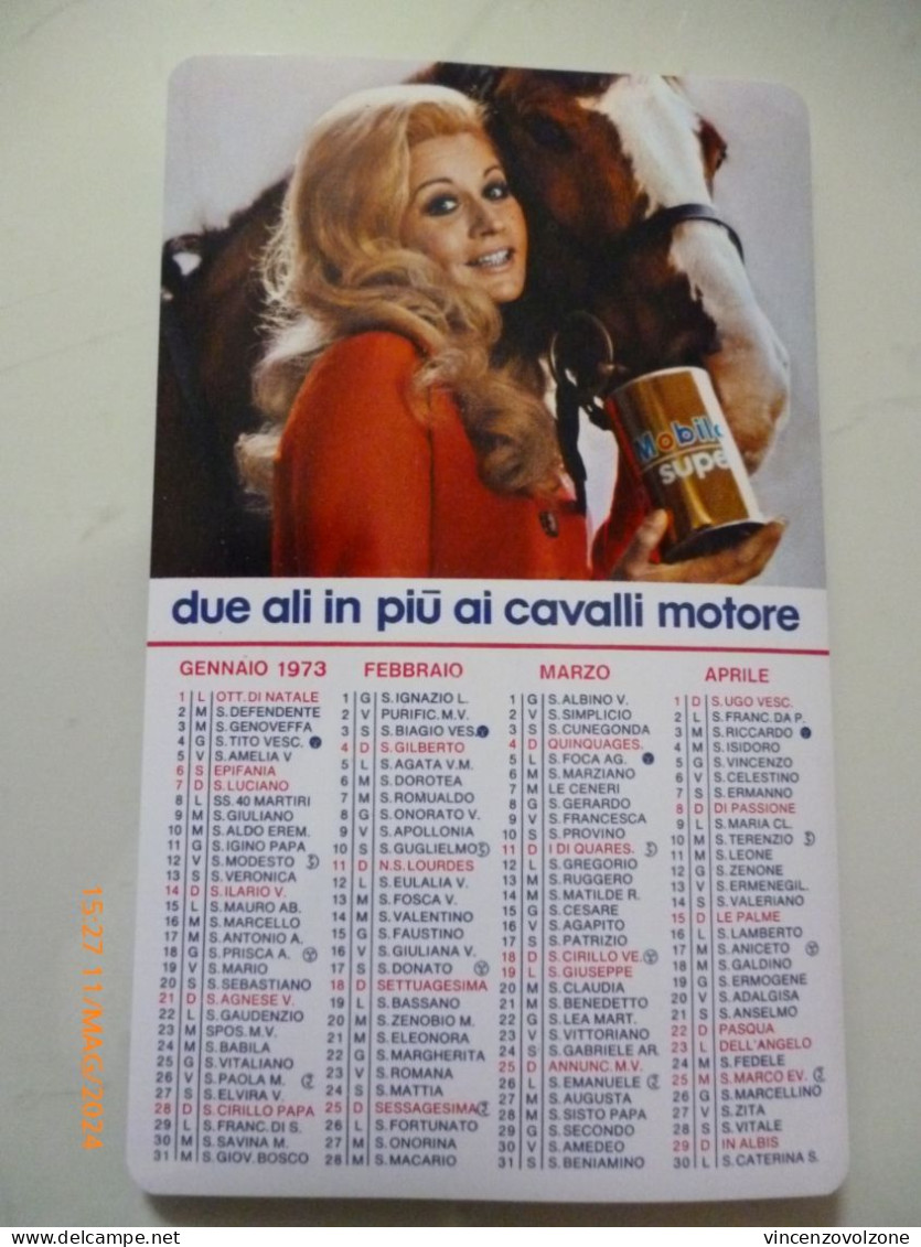 CALENDARIO TASCABILE PLASTIFICATO "MOBILOIL SUPER 10W - 50 Anno 1973" - Small : 1971-80