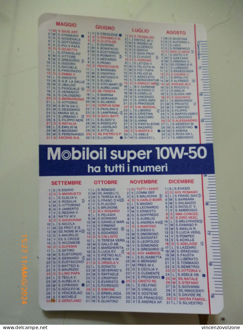 CALENDARIO TASCABILE PLASTIFICATO "MOBILOIL SUPER 10W - 50 Anno 1973" - Tamaño Pequeño : 1971-80