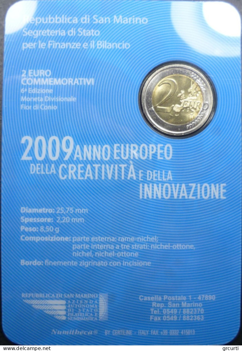 San Marino - 2 Euro 2009 - Anno Europeo Della Creatività Ed Innovazione - KM# 490 - San Marino