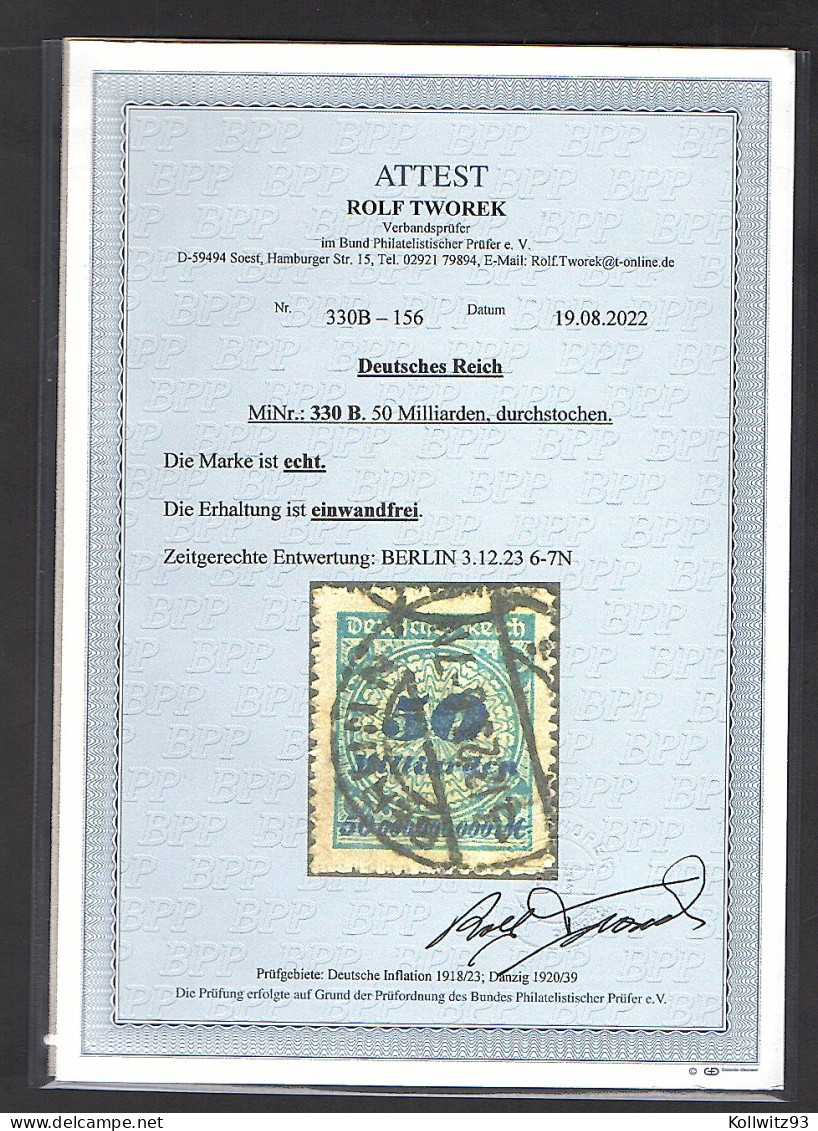 DR, Mi.-Nr. 330 B, Gestempelt, FA. TworekBPP. - Other & Unclassified