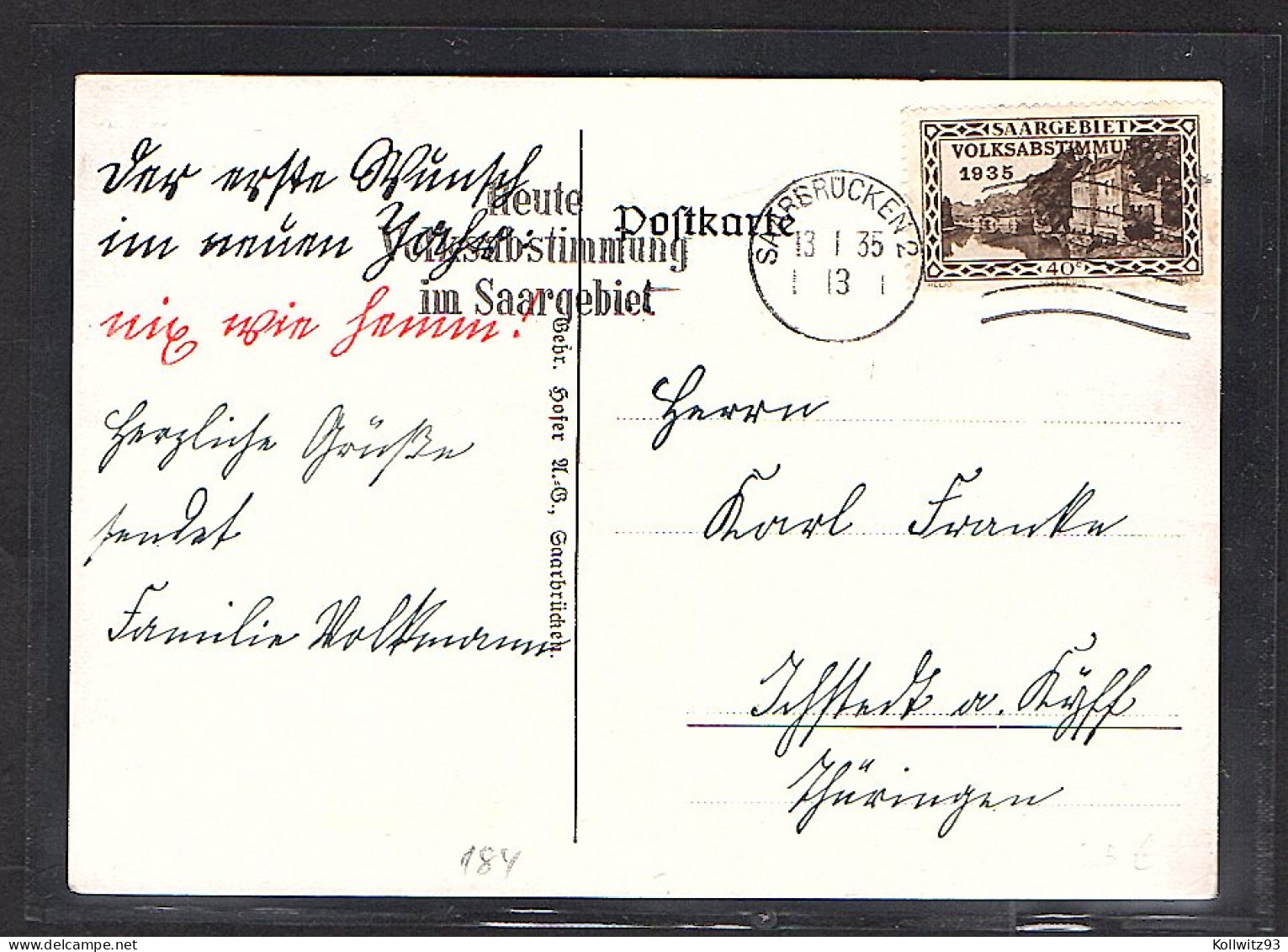 Saargebiet Propagandakarte Zur Saarabstimmung 1935 - Other & Unclassified