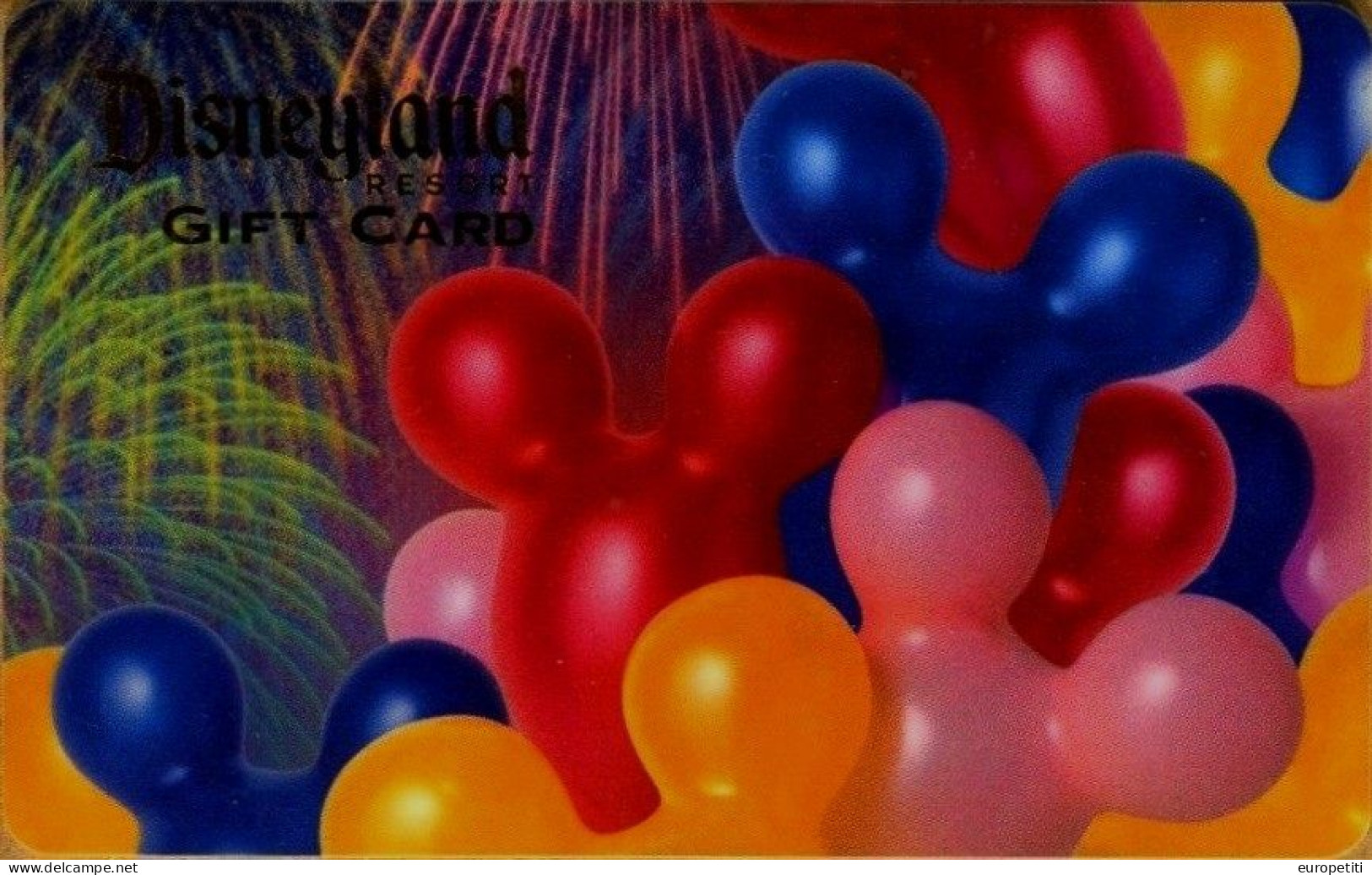 Carte Cadeau Disney USA Vide.  USA Gift Card Disney 0$ Value.  "Les Ballons".   (NEUVE - UNUSED). - Disney