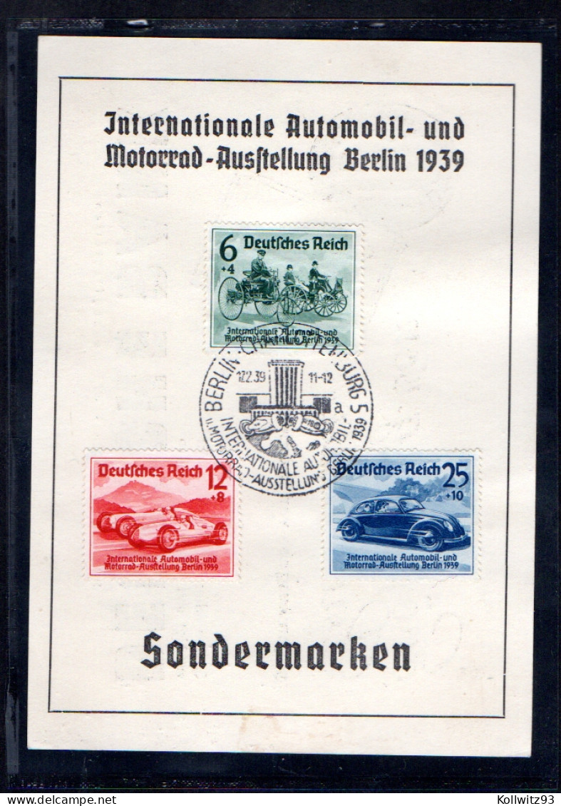 DR. Inter. Automobil Und Motorradausstellung Berlin1939 Mit Mi.-Nr. 686-688, FDC - Autres & Non Classés