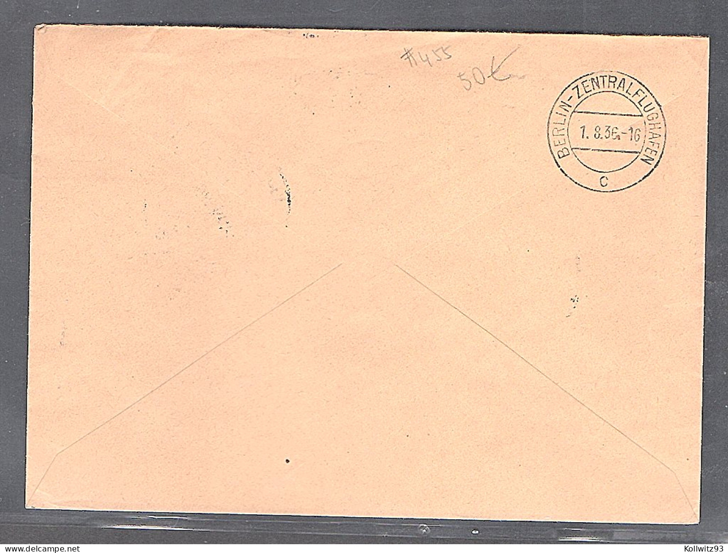 Zeppelin-Brief Olympiadefahrt 1936  Mit EF. Mi.-Nr. 455 - Zeppelines