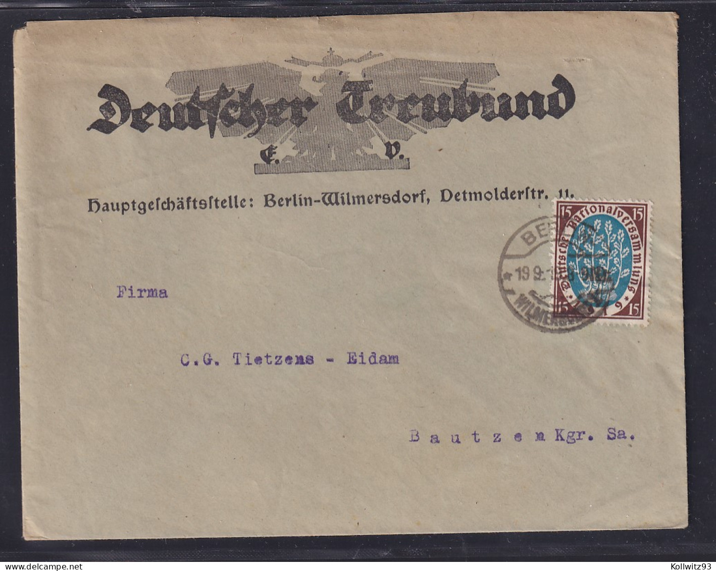 DR. Reklame-Brief,  Deutscher Treubund Berlin  Mit EF.  Mi.-Nr. 108 - Other & Unclassified