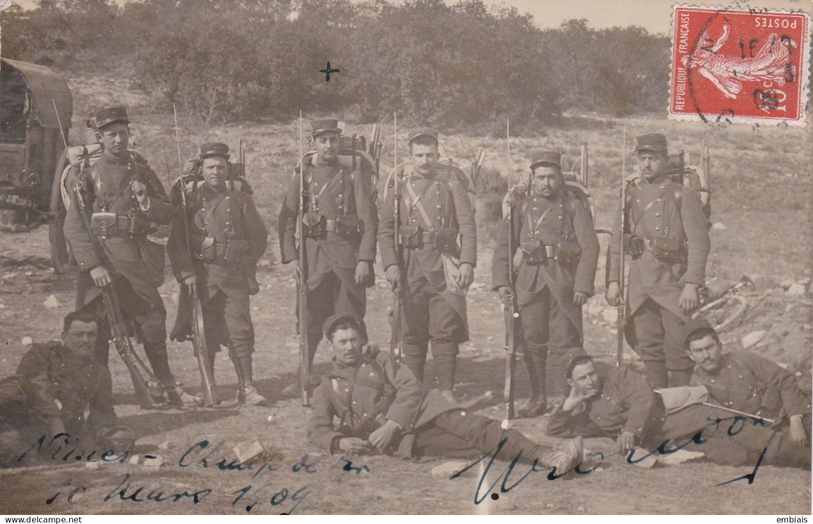 30 NÎMES - Carte Photo De La 4e Cie 40e De Ligne Sur Le Champ De Tir 1909 - Nîmes