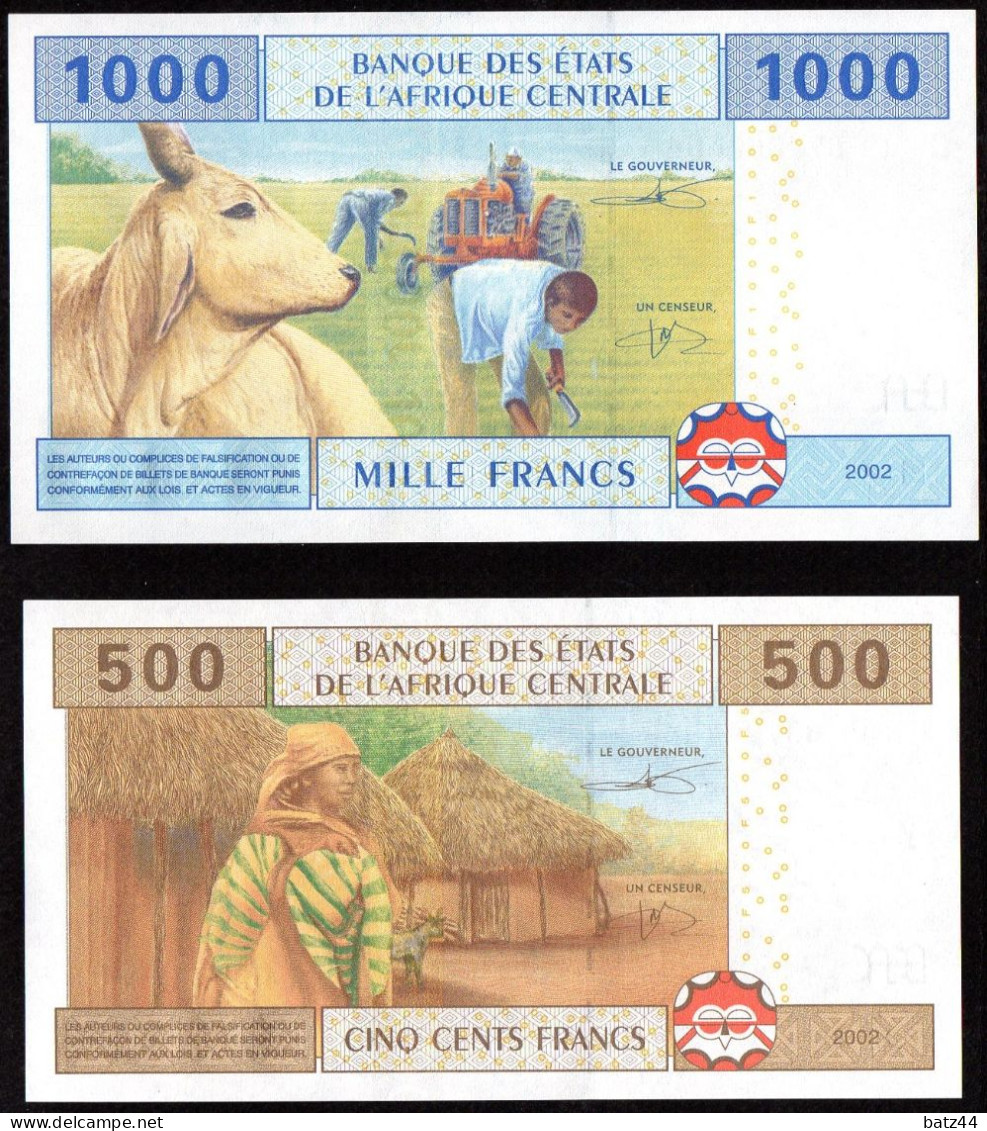 Billet Bank Note 1000 Et 500 CFA XAF Banque Des Etats De L'Afrique Centrale 2002 - Autres - Afrique