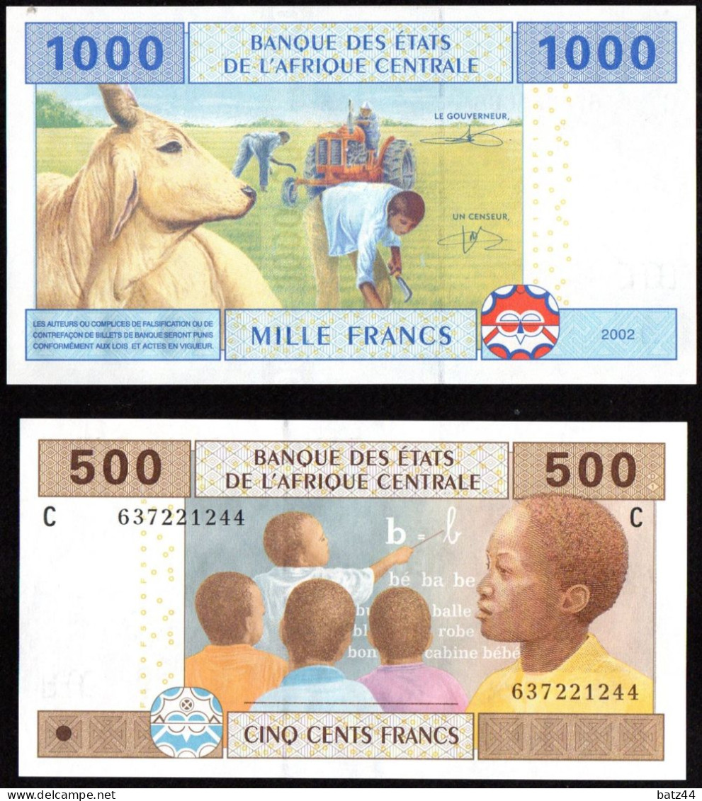 Billet Bank Note 1000 Et 500 CFA XAF Banque Des Etats De L'Afrique Centrale 2002 - Autres - Afrique