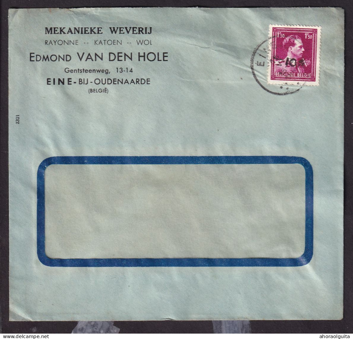 DDGG 137 -- Enveloppe TP Moins 10 % Surcharge Locale EINE 1946 - Entete Mekanieke Weverij Edmond Van Den Hole - 1946 -10%