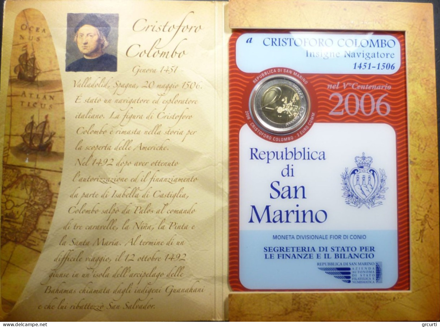 San Marino - 2 Euro 2006 - 500° Morte Cristoforo Colombo - KM# 478 - San Marino