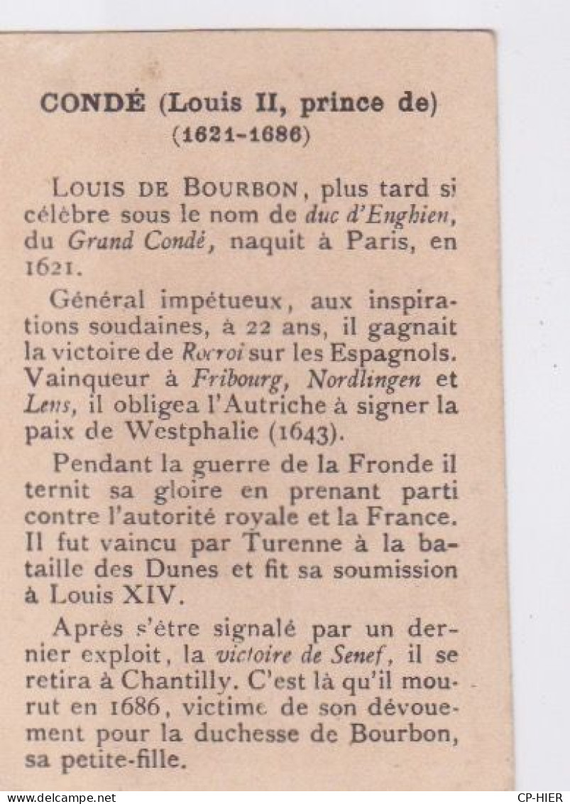 CHROMOS - CHROMO - IMAGE - PERSONNE CELEBRE - LOUIS II PRINCE DE BOURBON - GENERAL  CONDE - Autres & Non Classés