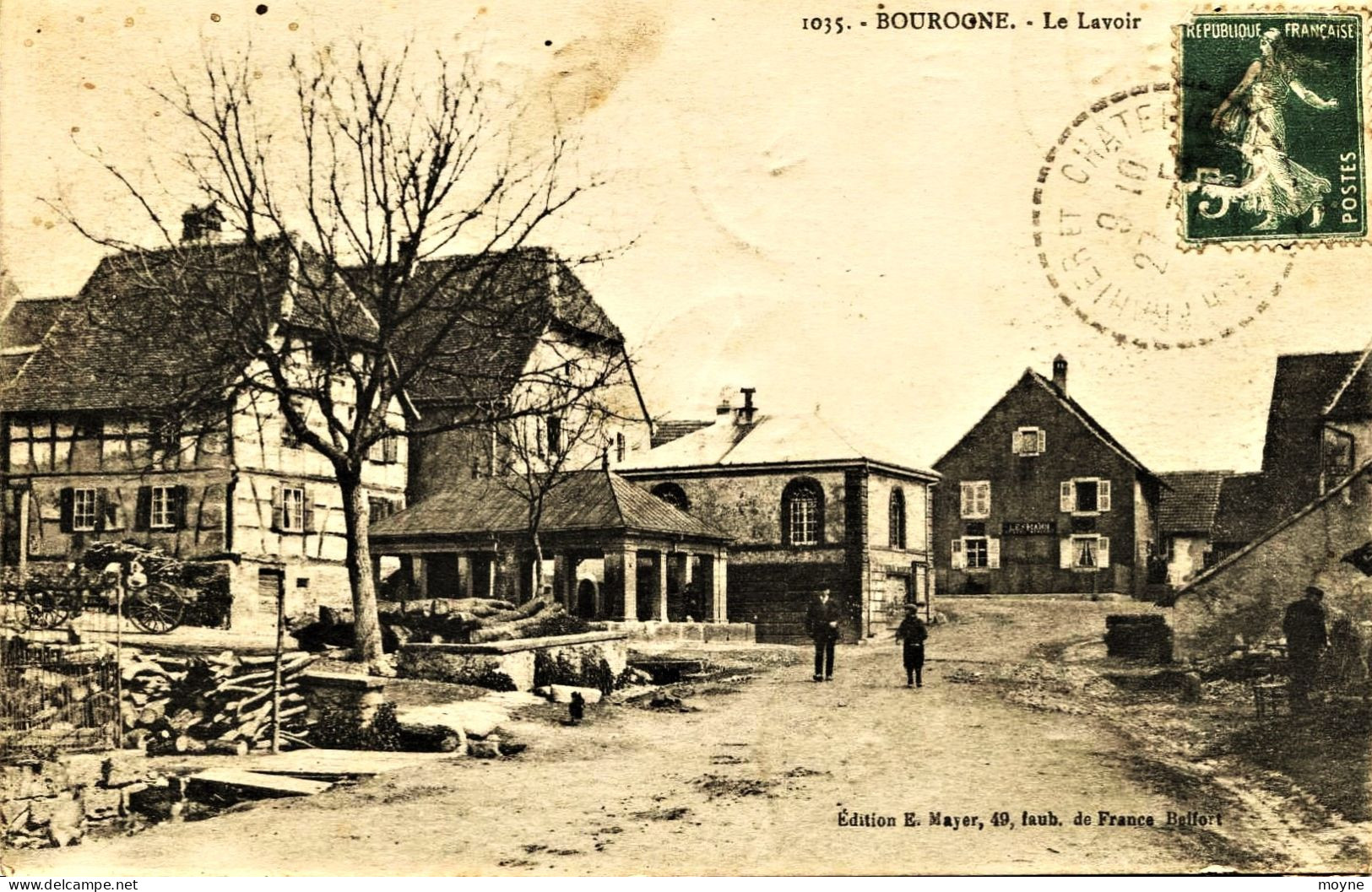 2320 - Ter De Belfort -  BOUROGNE : LE LAVOIR ,  épicerie LESMANN Au Fond , CARTE SURTAXEE - Voir Dos - Circulée En 1917 - Autres & Non Classés