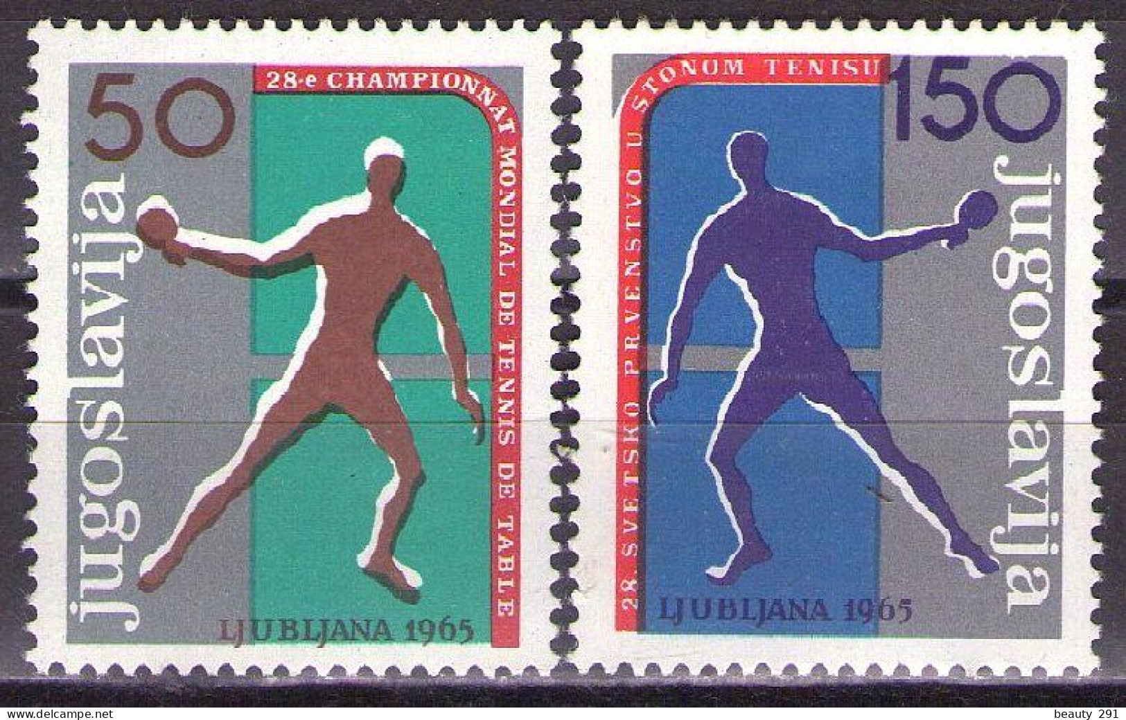 Yugoslavia 1965 - World Cup In Table Tennis In Ljubljana - Mi 1104-1105 - MNH**VF - Ungebraucht