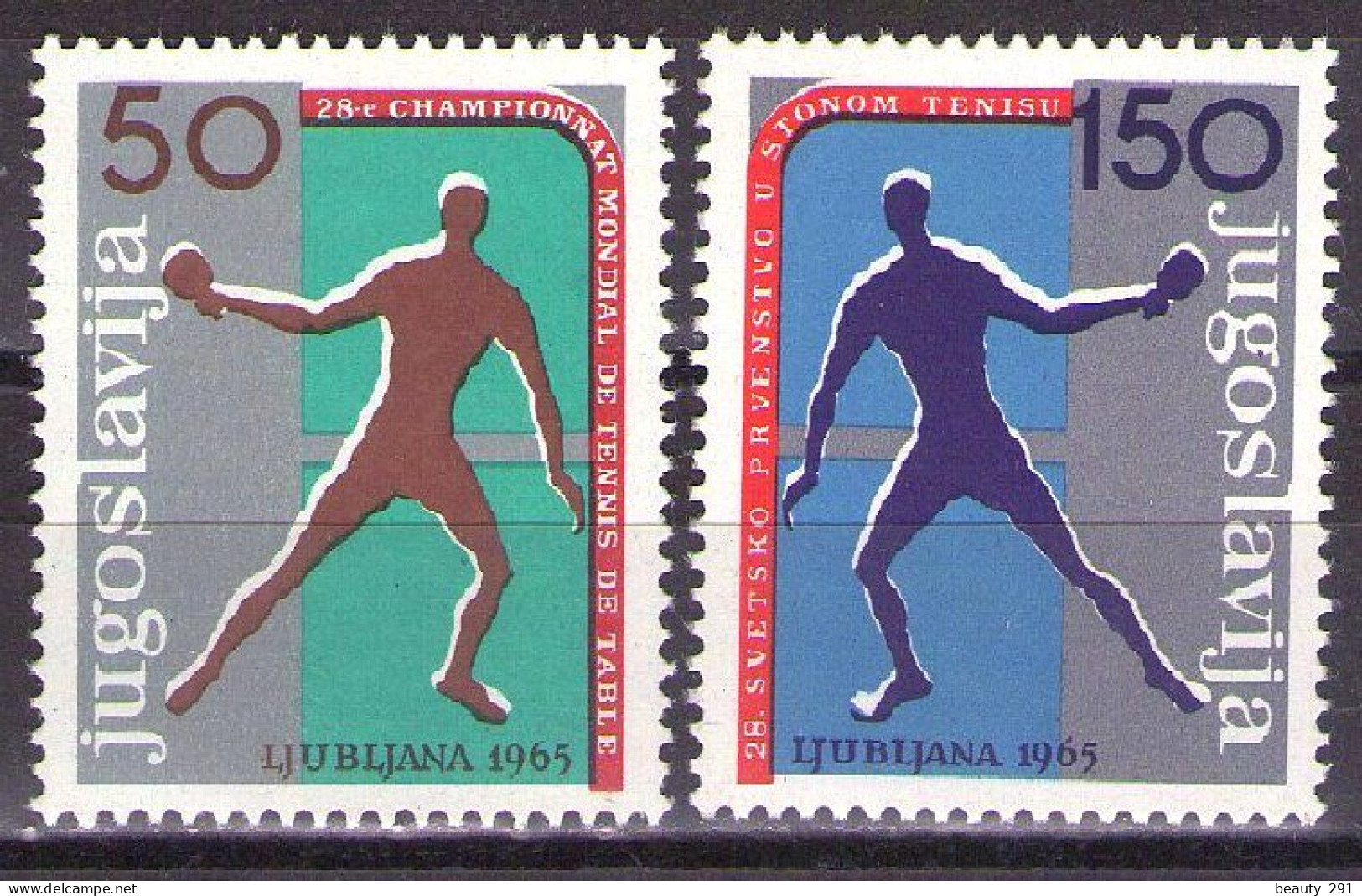 Yugoslavia 1965 - World Cup In Table Tennis In Ljubljana - Mi 1104-1105 - MNH**VF - Unused Stamps