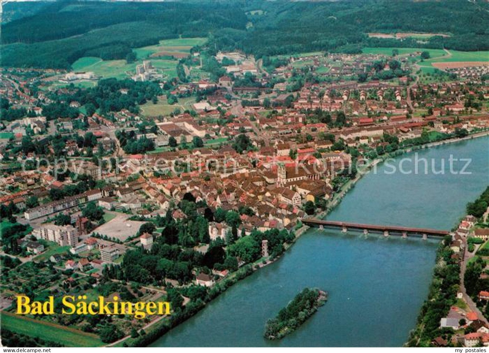 72942533 Bad Saeckingen Fliegeraufnahme Rheinpartie Bad Saeckingen - Bad Säckingen