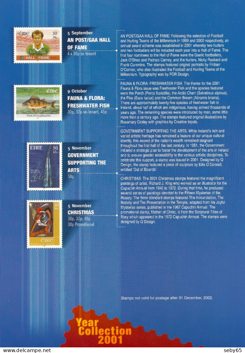 Ireland / Eire / Irish - 2001 Year Collection, Complete Full Year Set With Folder, Annata Completa Irlanda - MNH - Años Completos