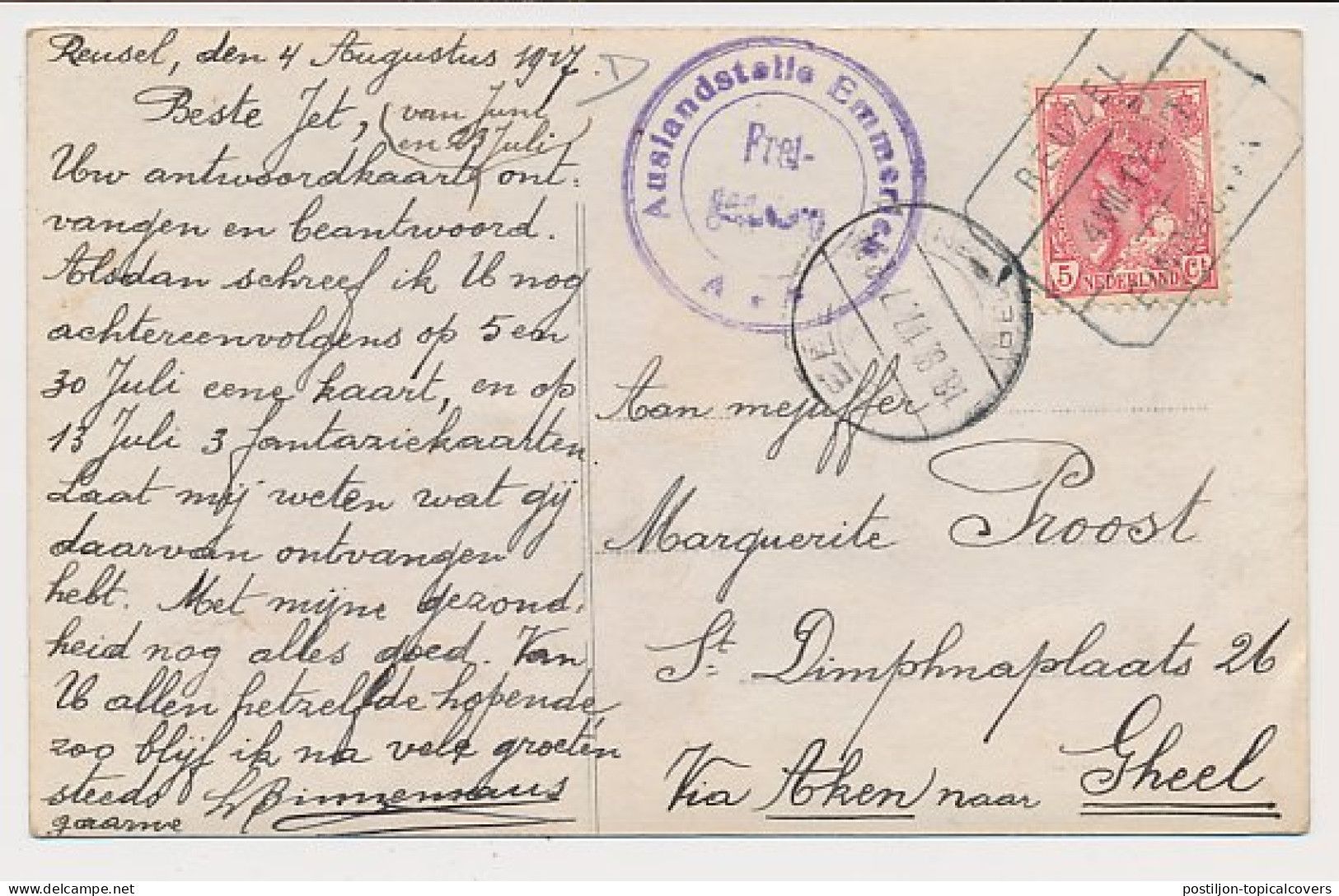 Treinblokstempel : Reuzel - Eindhoven D 1917 - Non Classés