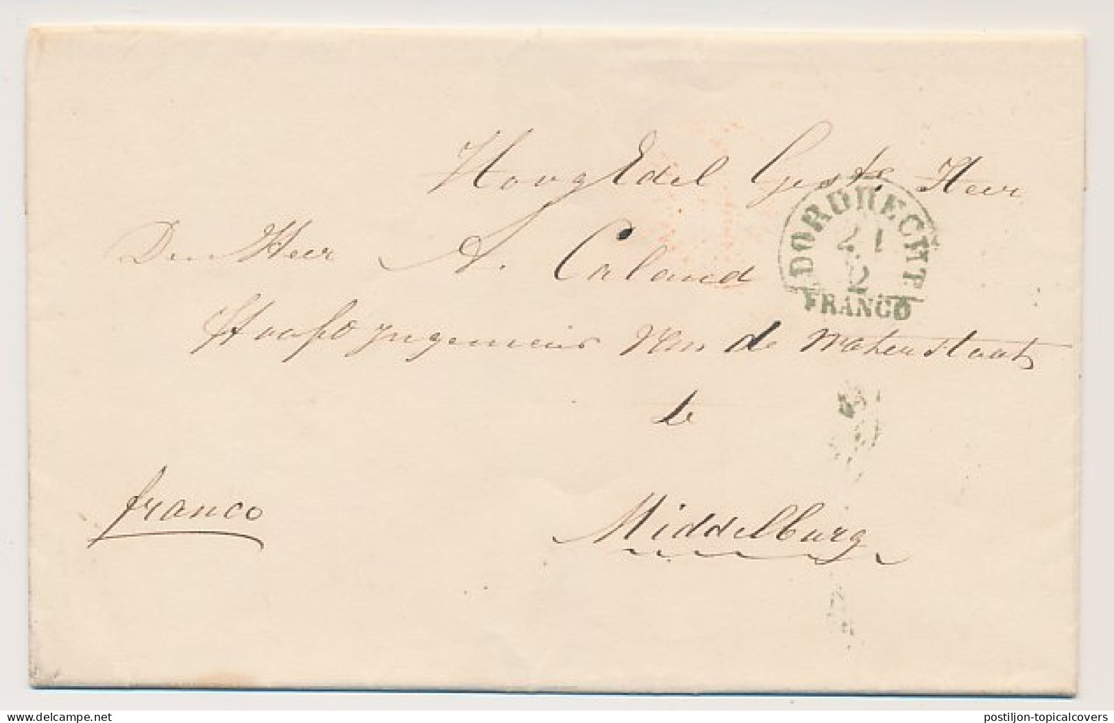 Halfrond-Francostempel Dordrecht - Middelburg 1849 - ...-1852 Vorläufer