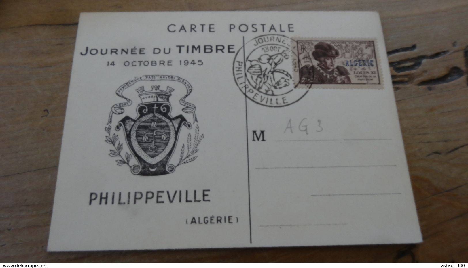 Carte ALGERIE Philippeville, Journée Timbre 1945 ............BOITE1.......... 416 - Covers & Documents