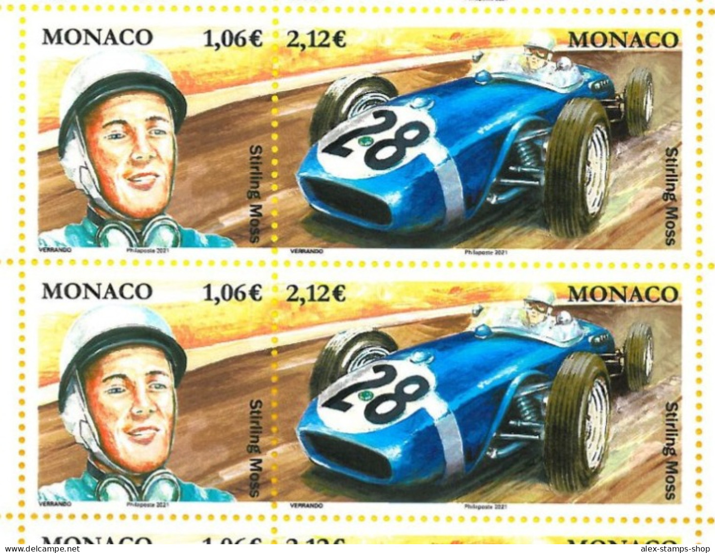 MONACO 2021 Legendary F1 Drivers STIRLING MOSS New Sheet - Foglietto Piloti F1 - Unused Stamps