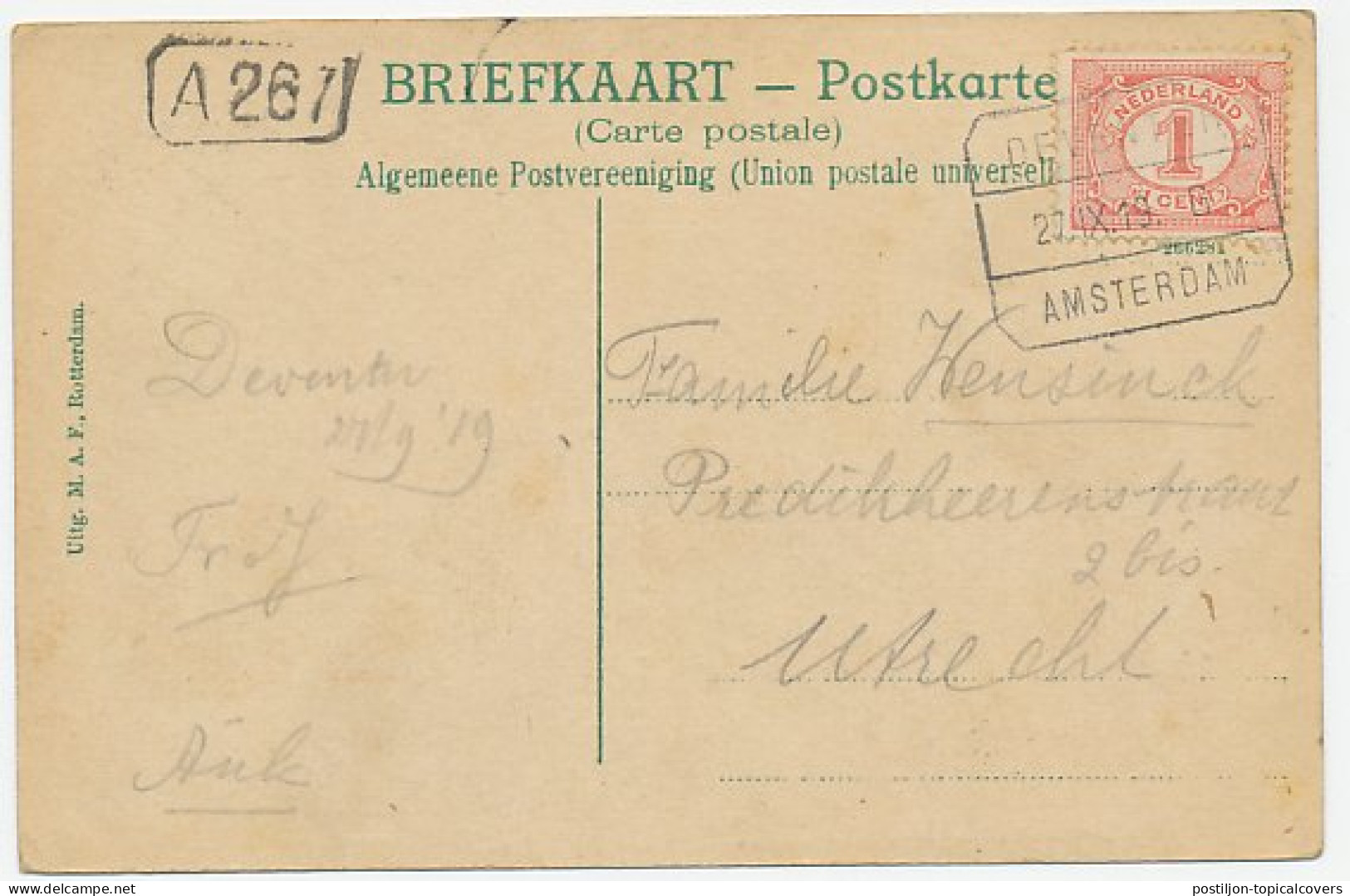 Treinblokstempel : Deventer - Amsterdam G 1919 - Non Classés
