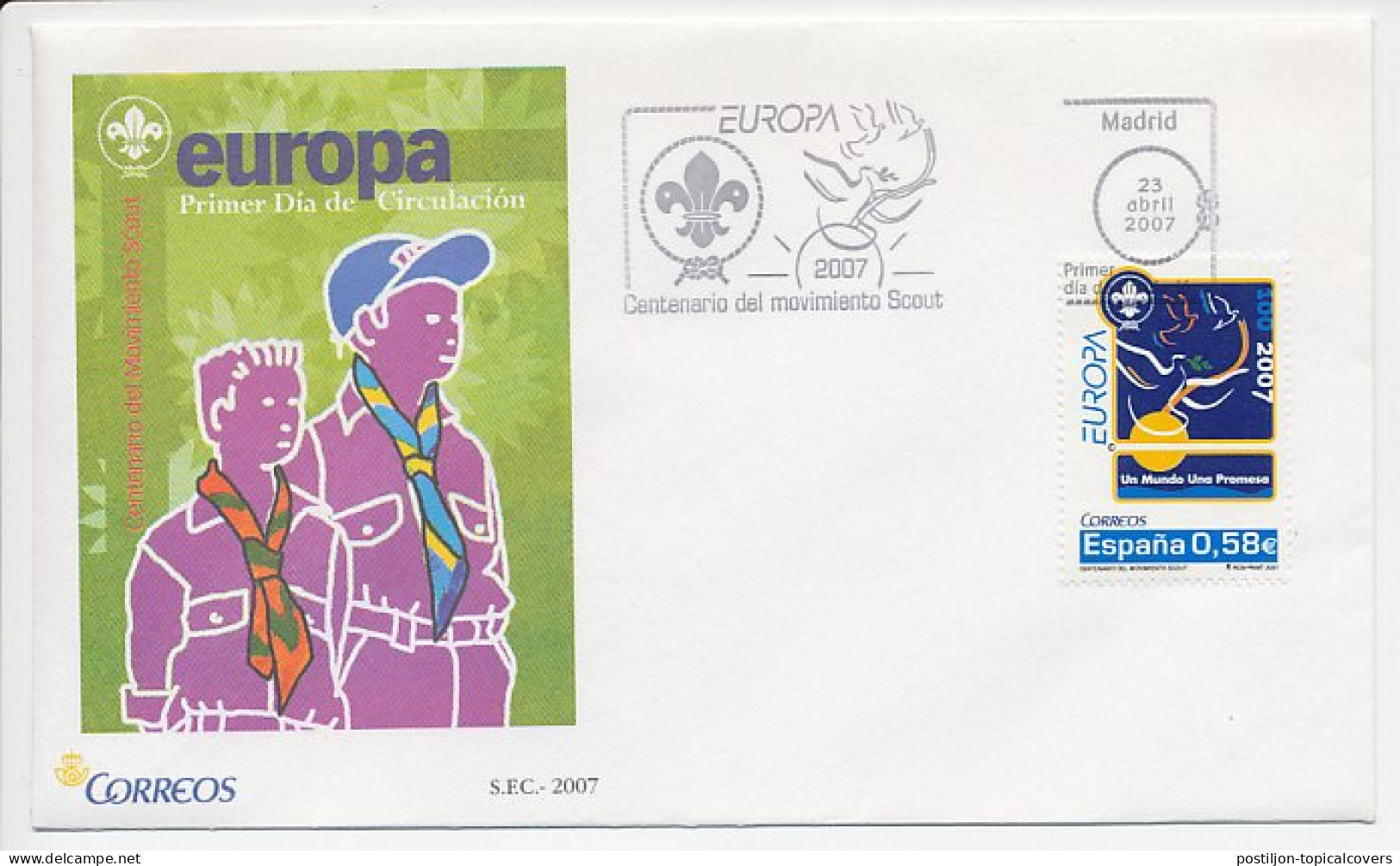 Cover / Postmark Spain 2007 Scouting - Europa - Andere & Zonder Classificatie