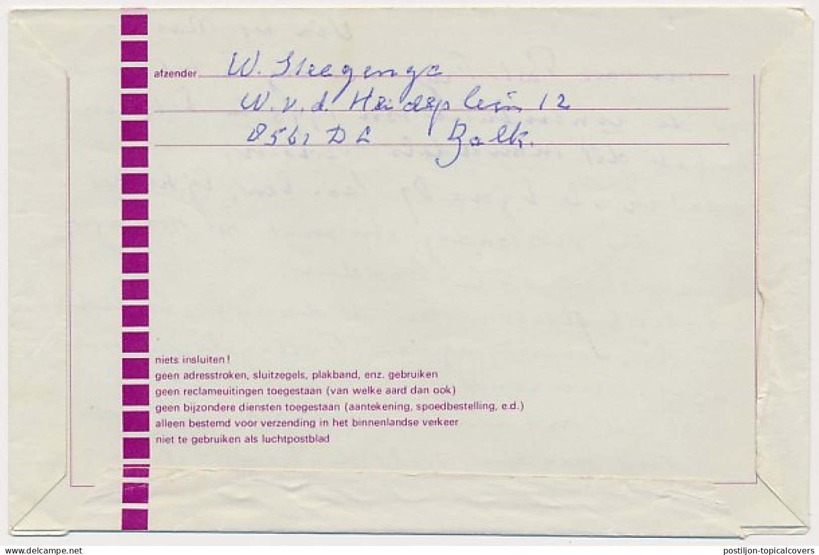 Postblad G. 24 / Bijfrankering Balk - Leeuwarden 1993 - Ganzsachen