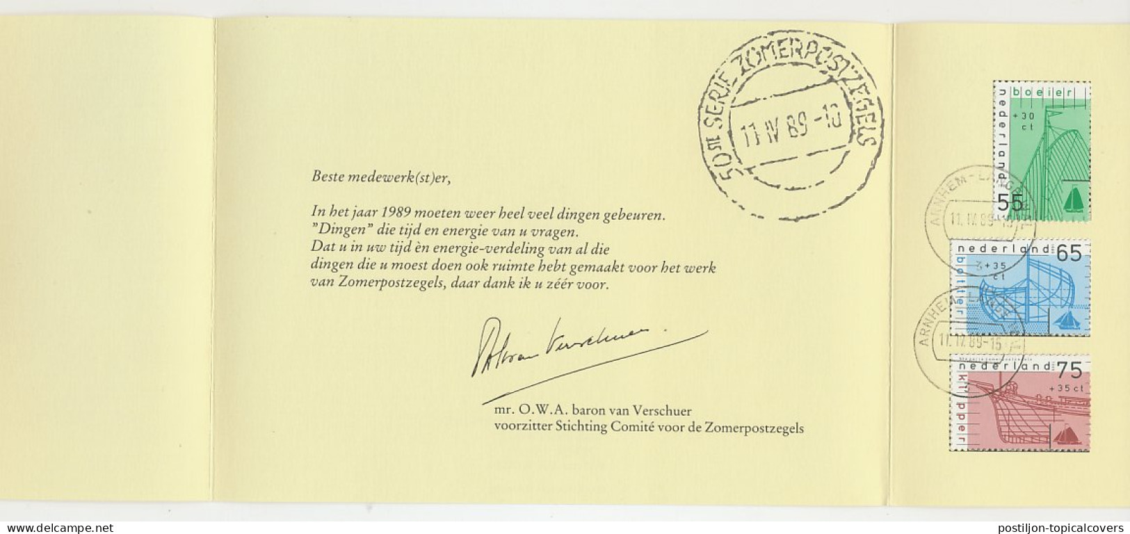 Zomerbedankkaart 1989 - Complete Serie Bijgeplakt - FDC - Unclassified