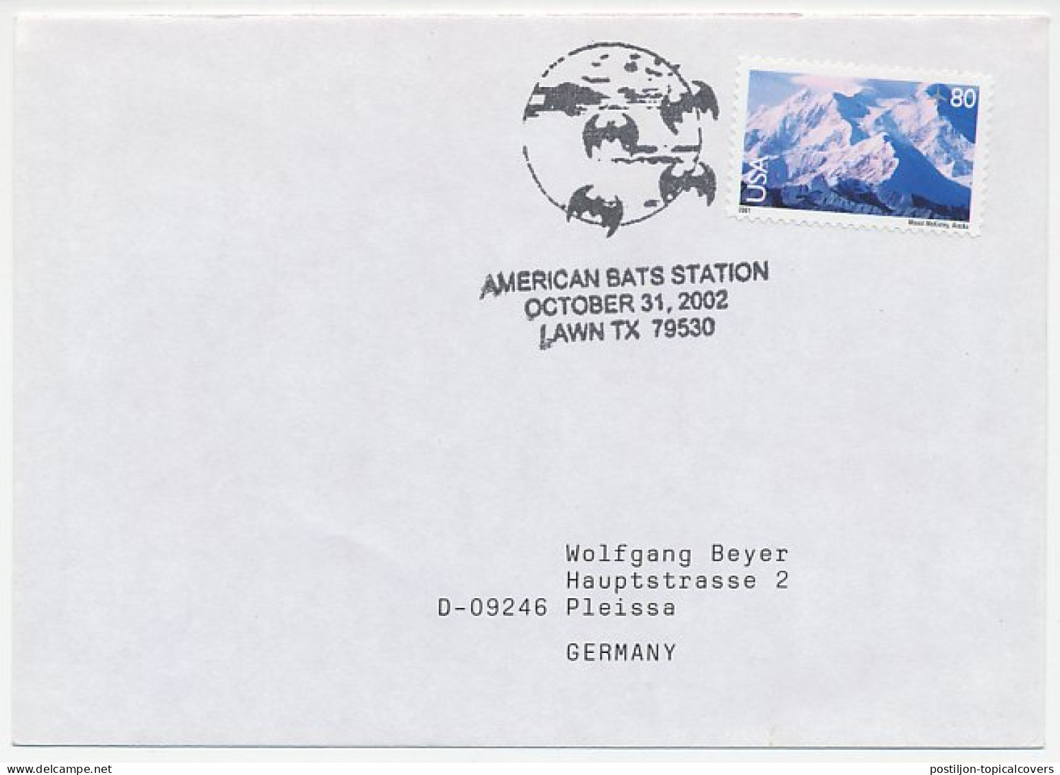 Cover / Postmark USA 2002 American Bats Station - Andere & Zonder Classificatie