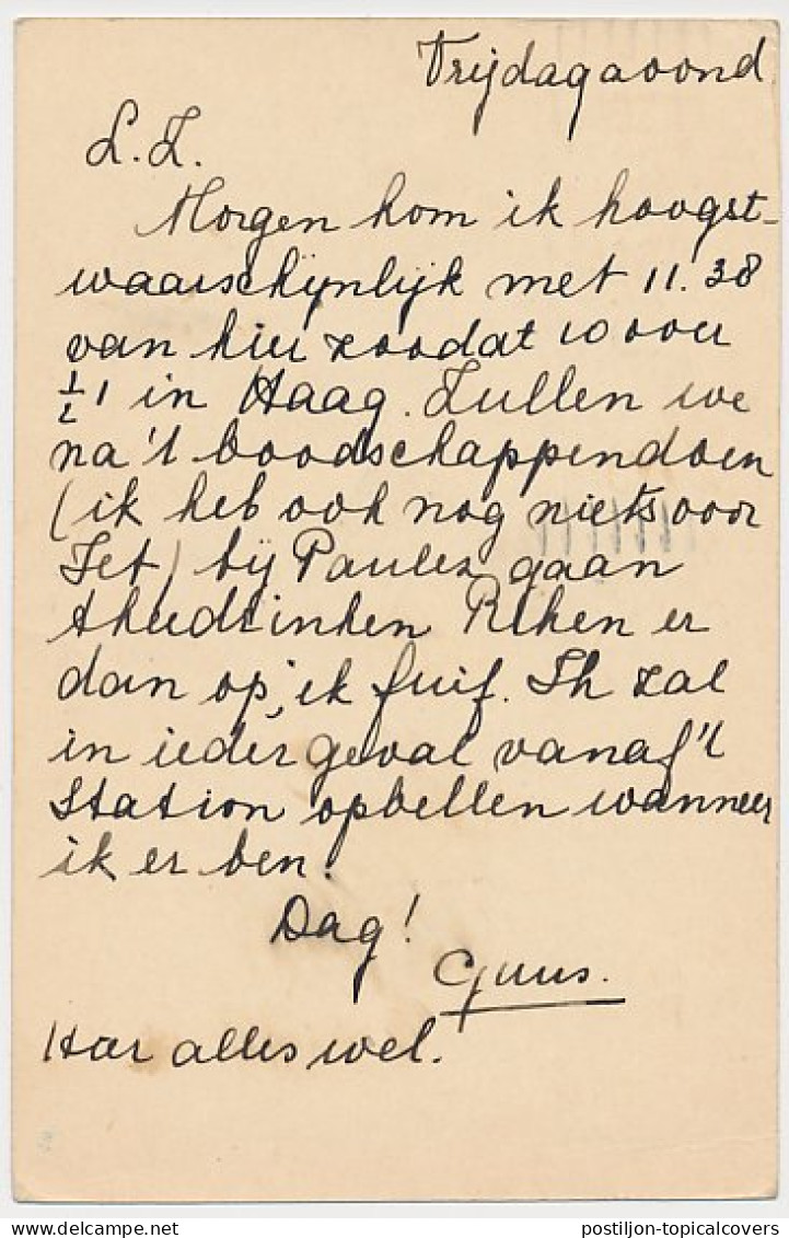 Briefkaart G. 107 A I Amsterdam - Den Haag 1921 - Ganzsachen