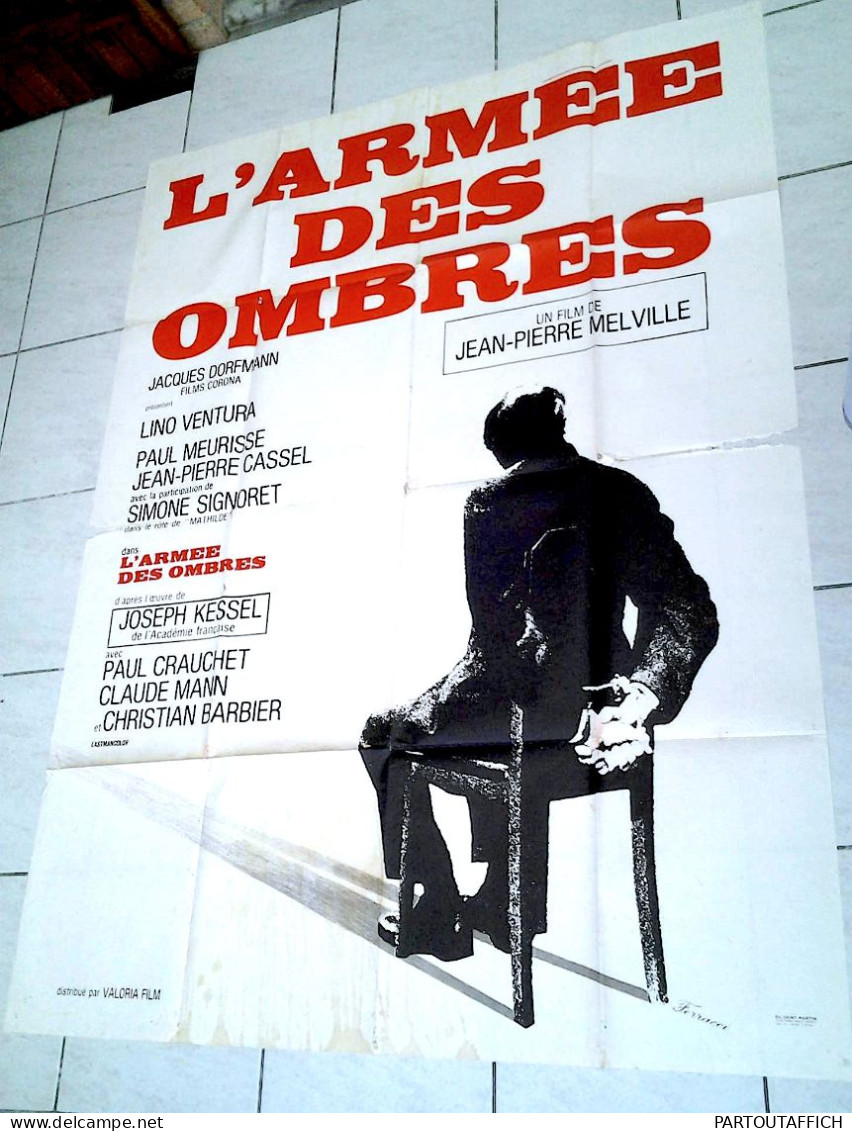 Affiche Originale De Ciné L'ARMEE DES OMBRES Lino Ventura Kessel Melville 120X160 Illu Ferracci 1969 - Afiches & Pósters