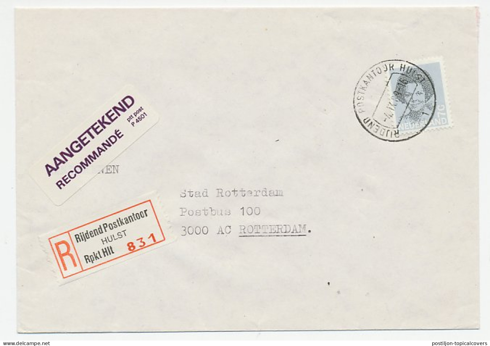 Em. Beatrix Aangetekend Hulst Rijdend Postkantoor 1989 - Zonder Classificatie