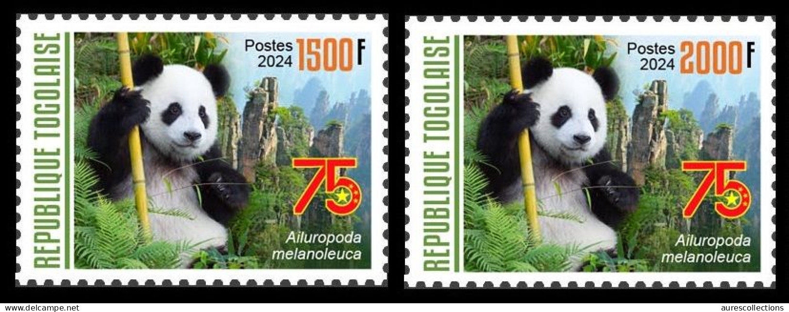 TOGO 2024 SET 2V - CHINA 75TH ANNIVERSARY - PANDA PANDAS OURS BEAR BEARS - MNH - Ours